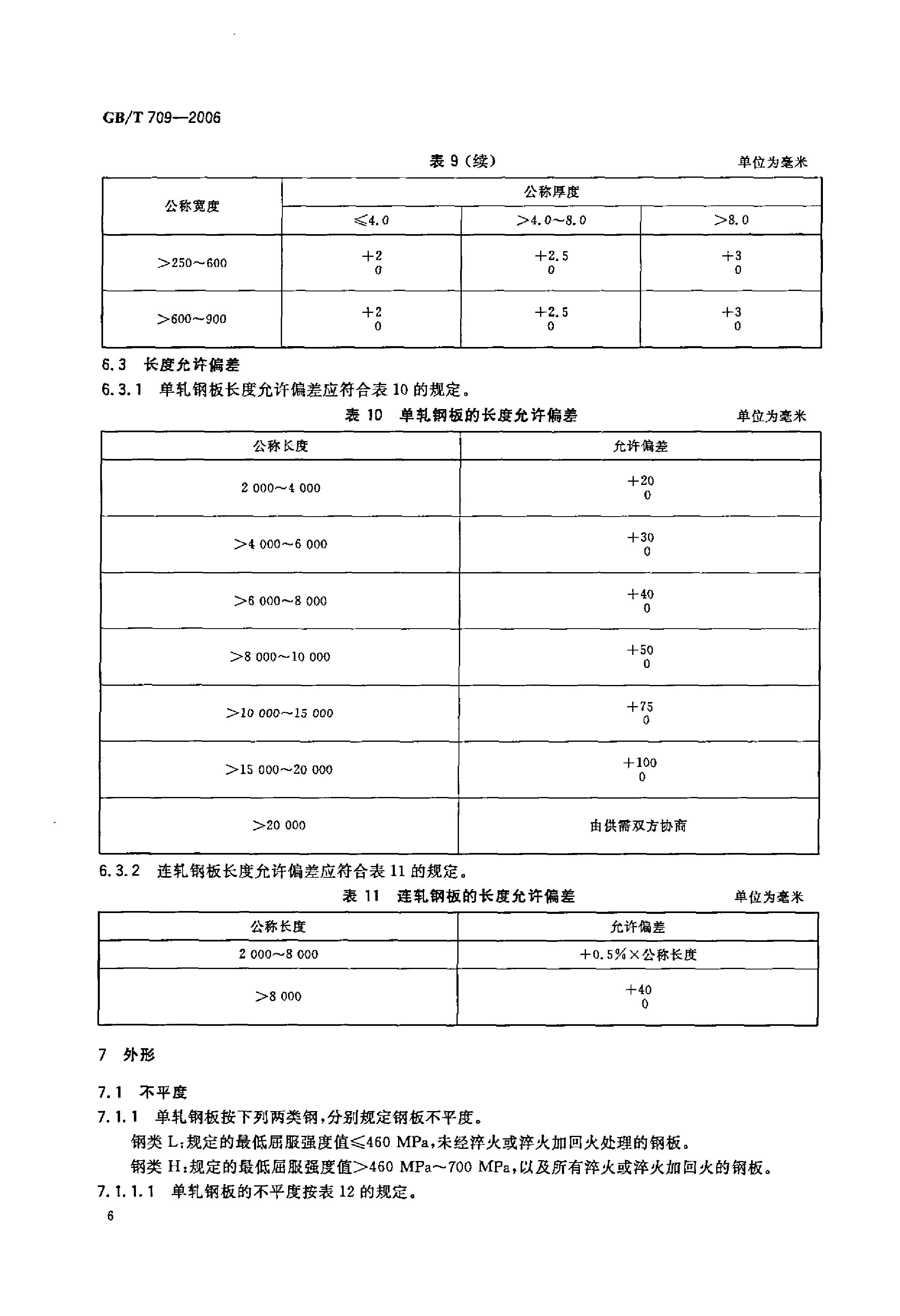 热轧钢板和钢带的尺寸、外形、重量及允许偏差 国标 GBT 709-2006 代替GBT 709-19880007