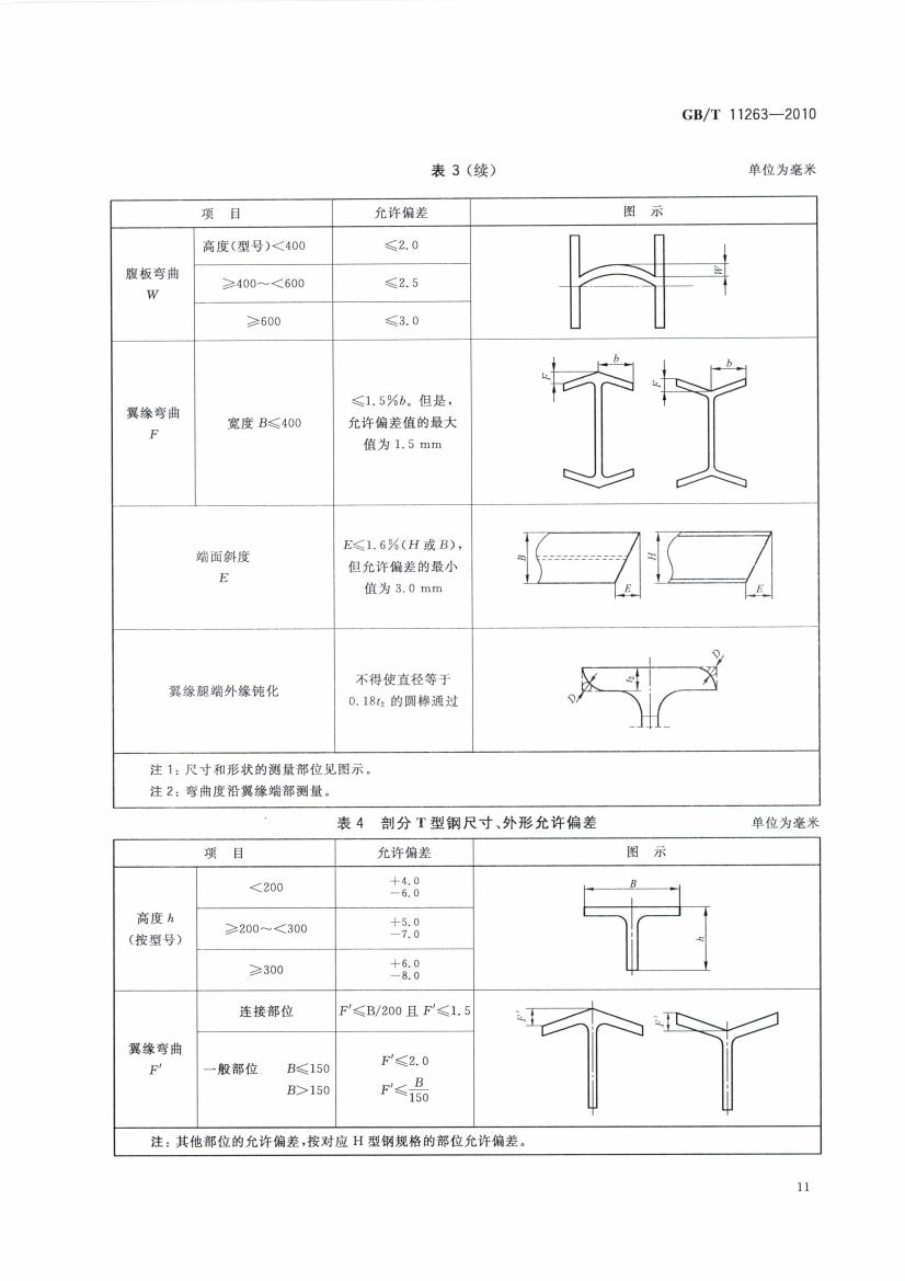 热轧h型钢和部分t型钢 国标 gb/t 11263-1998